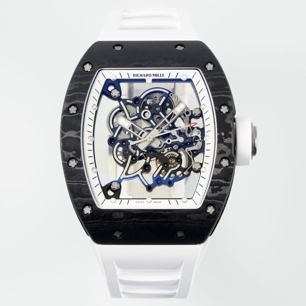 Richard Mille RM055 Tonneau Hollow Automatic Watch Light 74.3g FKM Rubber Strap